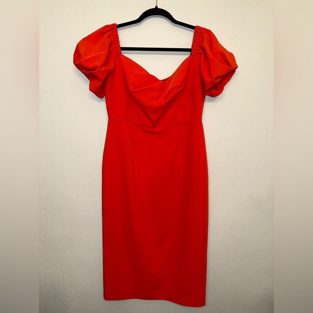 Milly Elegant Coral Puff Sleeve Dress